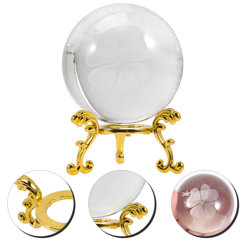 Clear Crystal Stand Sphere Decorative Display Base Holder Feng Shui Meditation