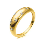 Vintage Crystal Star Chunky Ring Zirconia Finger Stacking Punk Accessories