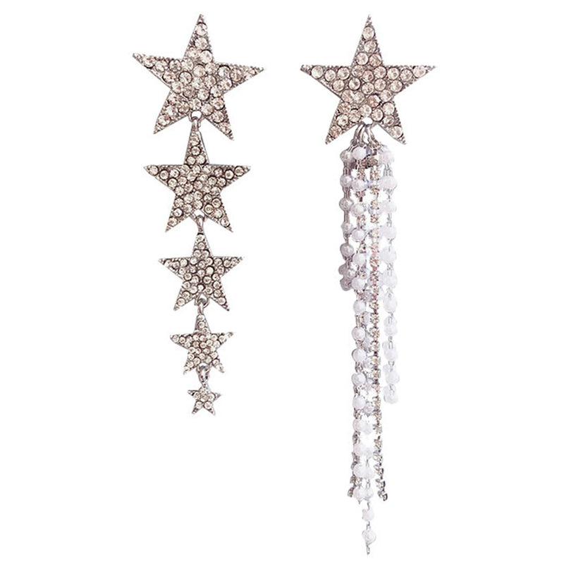 Crystal Star Drop Earrings Pearl Tassel Style Gift Statement Party Jewelry