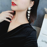Crystal Star Drop Earrings Pearl Tassel Style Gift Statement Party Jewelry