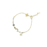Crystal Star Moon Charm 925 Sterling Silver Bracelet For Women