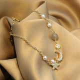 Crystal Star Moon Charm 925 Sterling Silver Bracelet For Women
