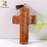 50pcs 18mm Cross Shape Crystal Stone Pendants Women Gift Necklace Charm