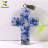 50pcs 18mm Cross Shape Crystal Stone Pendants Women Gift Necklace Charm