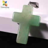 50pcs 18mm Cross Shape Crystal Stone Pendants Women Gift Necklace Charm