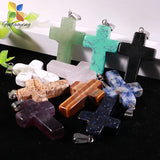 50pcs 18mm Cross Shape Crystal Stone Pendants Women Gift Necklace Charm