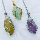 Crystal Stones Necklace Holder Chain Wire Cage Gem Stone Keeper Pendant Holder