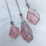 Crystal Stones Necklace Holder Chain Wire Cage Gem Stone Keeper Pendant Holder
