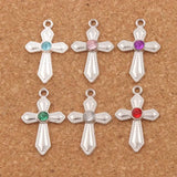 Crystal Sword Cross Charm Beads Pendants 6Colors 35pcs Alloy Jewelry DIY L1554