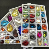Colorful Glass Teardrop Rhinestone Jewelry Beads 7x10,10x14~30x40mm