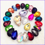 Colorful Glass Teardrop Rhinestone Jewelry Beads 7x10,10x14~30x40mm