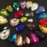 Colorful Glass Teardrop Rhinestone Jewelry Beads 7x10,10x14~30x40mm