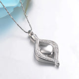 Crystal Teardrop Heart Cremation Urn Pendant Necklace
