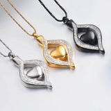 Crystal Teardrop Heart Cremation Urn Pendant Necklace