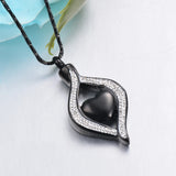 Crystal Teardrop Heart Cremation Urn Pendant Necklace