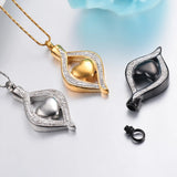 Crystal Teardrop Heart Cremation Urn Pendant Necklace
