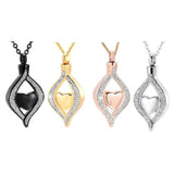 Teardrop Heart Urn Pendant Necklace Stainless Steel Cremation Jewelry