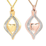 Teardrop Heart Urn Pendant Necklace Stainless Steel Cremation Jewelry