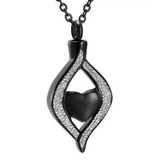 Teardrop Heart Urn Pendant Necklace Stainless Steel Cremation Jewelry
