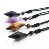 Natural Reiki Healing Crystal Point Stone Pendant Necklace