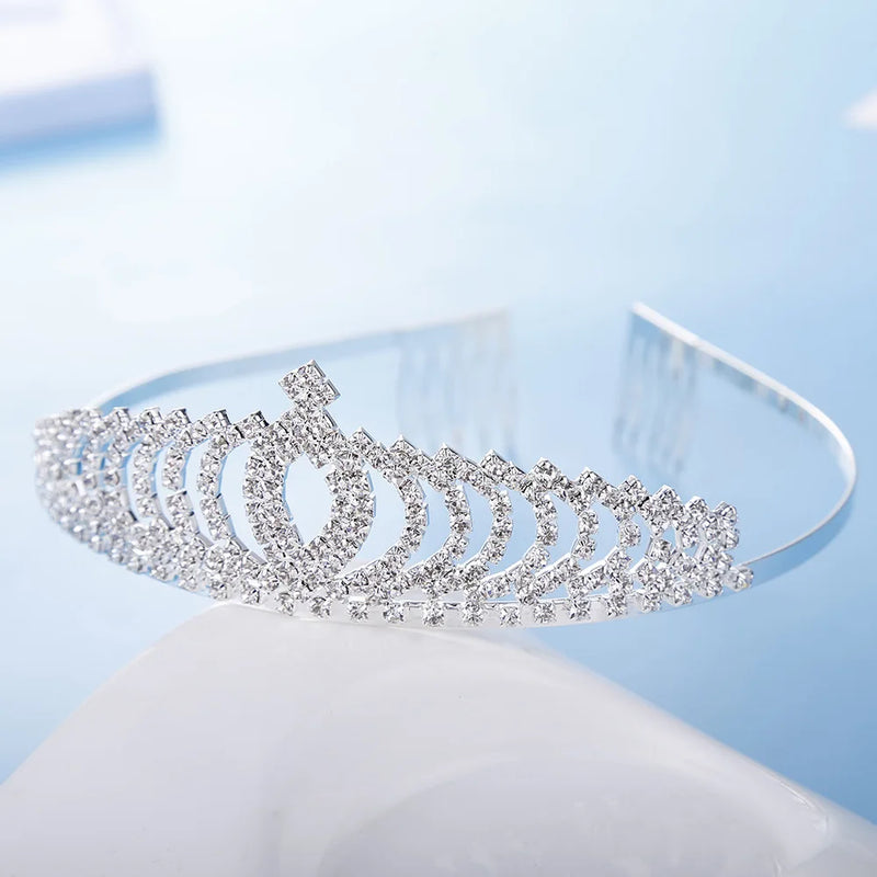 Crystal Tiara Wedding Hair Crown Queen Pageants Headband Bridal Rhinestone Bride