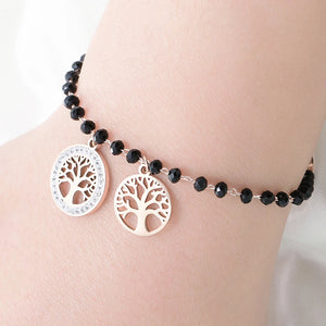 Tree Of Life Charm Bracelet Stainless Steel Pendant Beads Chain Bracelet