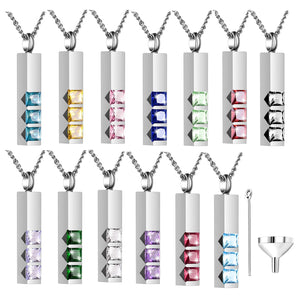 Crystal Urn Pendant Necklace Stainless Steel Keepsake Cremation Jewelry