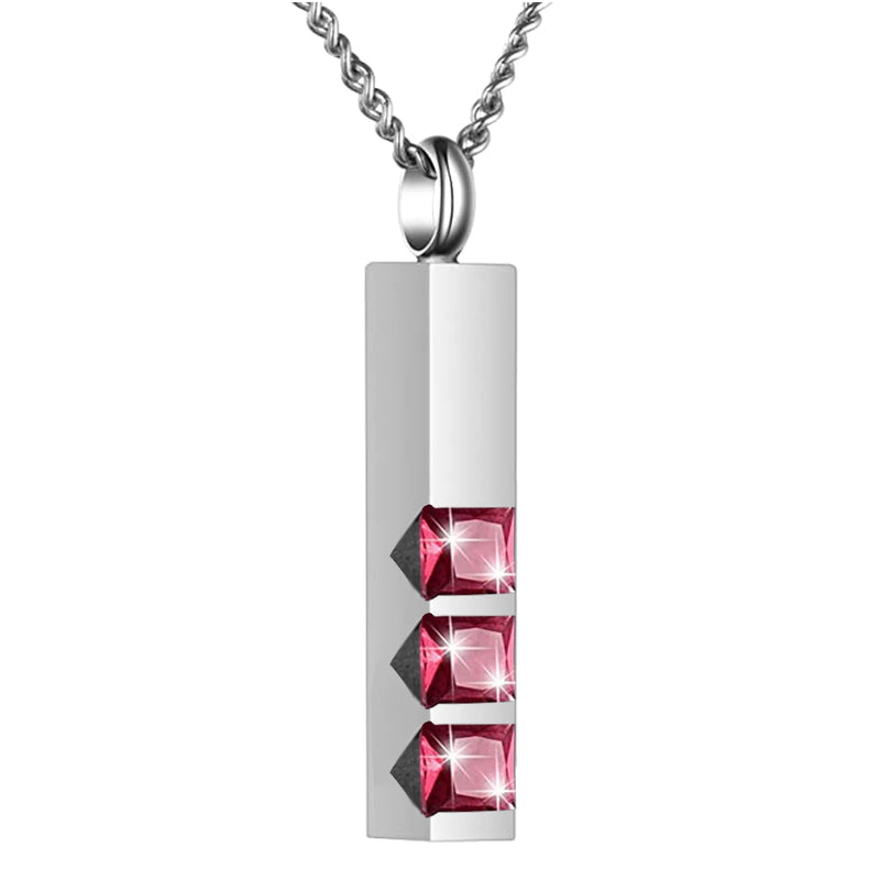 Crystal Urn Pendant Necklace Stainless Steel Keepsake Cremation Jewelry