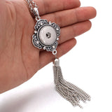 Vintage Metal Tassel Necklace DIY Button Jewelry 18mm Snap Pendants