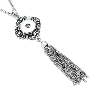 Vintage Metal Tassel Necklace DIY Button Jewelry 18mm Snap Pendants