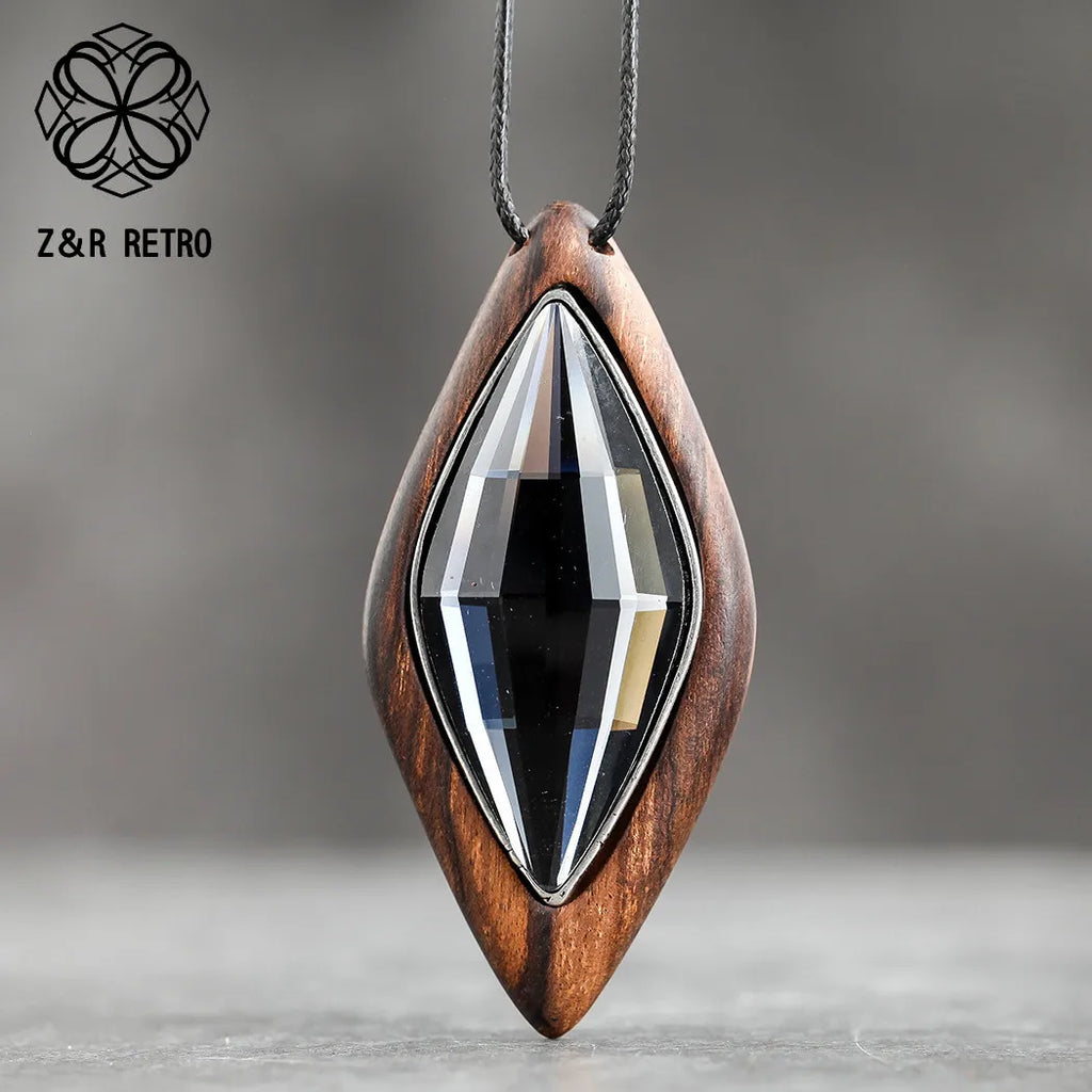 Crystal Vintage Women Pendant Necklace Sandalwood Sweater Accessories