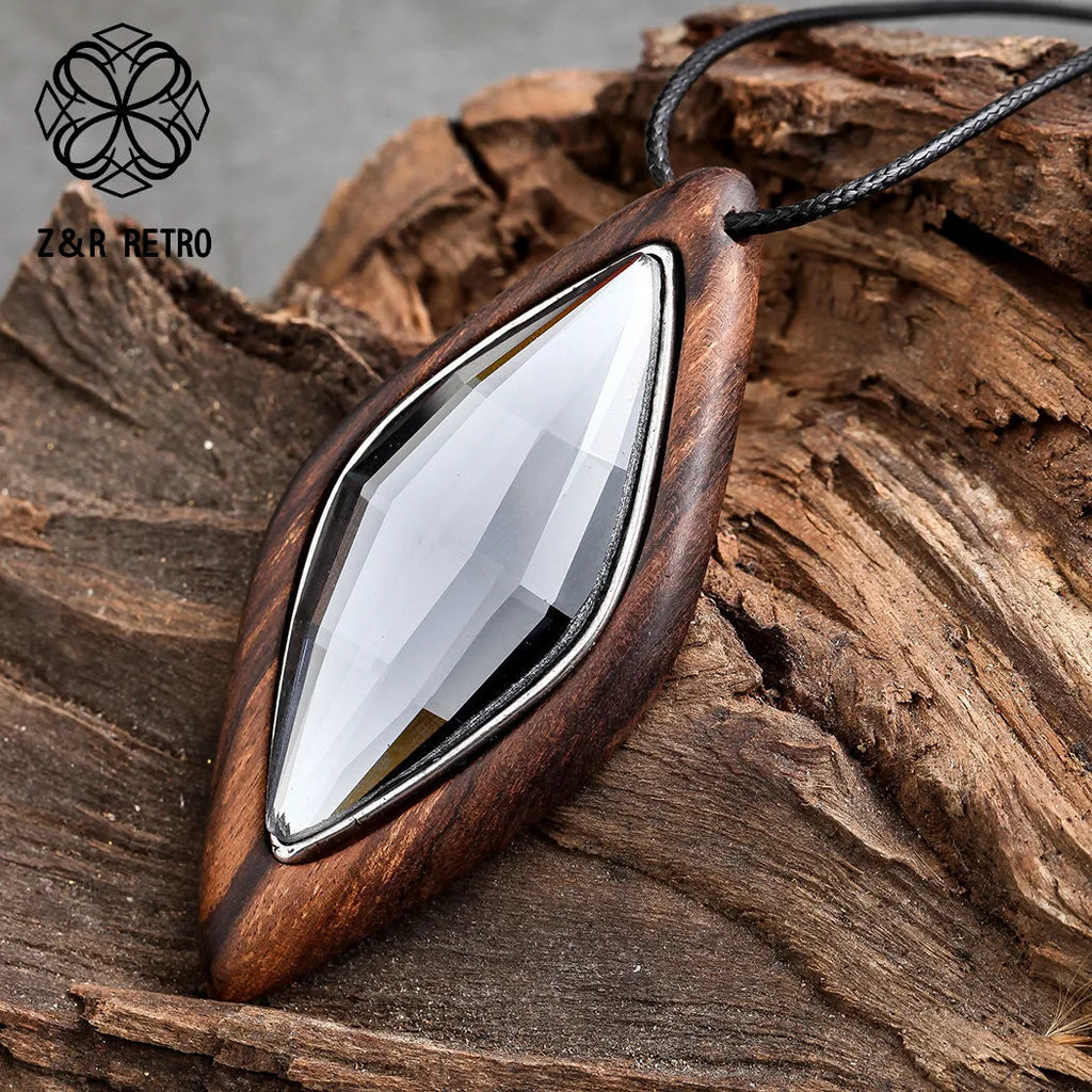 Crystal Vintage Women Pendant Necklace Sandalwood Sweater Accessories