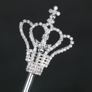 Crystal Wand Gold/Silver Princess Scepter King Queen Bridal Wedding