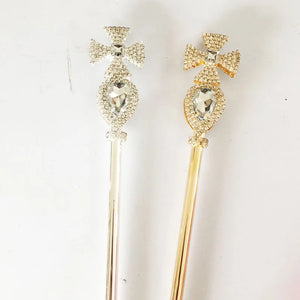Crystal Wand Gold/Silver Princess Scepter King Queen Bridal Wedding