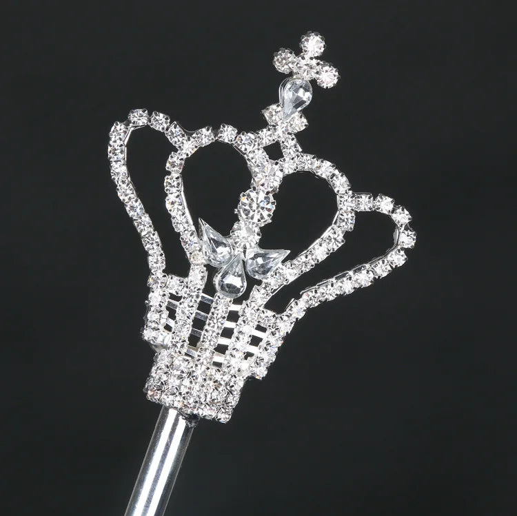 Crystal Wand Gold/Silver Princess Scepter King Queen Bridal Wedding