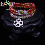 Crystal Watermelon Bracelet Four-leaf Clover Pendant Necklace Natural