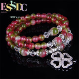 Crystal Watermelon Bracelet Four-leaf Clover Pendant Necklace Natural