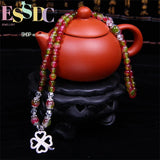 Crystal Watermelon Bracelet Four-leaf Clover Pendant Necklace Natural