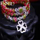 Crystal Watermelon Bracelet Four-leaf Clover Pendant Necklace Natural