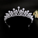 Crystal Wedding Bridal Hair Accessories Silver Queen Diadems Pearls Tiara