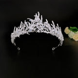 Crystal Wedding Bridal Hair Accessories Silver Queen Diadems Pearls Tiara