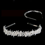 Crystal Wedding Tiara Headband Beaded Flower Prom Bridal Hair Band