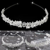 Crystal Wedding Tiara Headband Beaded Flower Prom Bridal Hair Band