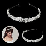 Crystal Wedding Tiara Headband Beaded Flower Prom Bridal Hair Band