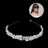 Crystal Wedding Tiara Headband Beaded Flower Prom Bridal Hair Band