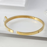 Crystal CZ Stainless Steel Bangle Bracelet Wedding Party Jewel