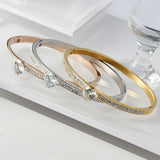 Crystal CZ Stainless Steel Bangle Bracelet Wedding Party Jewel