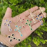 Zircon Cross Pendant Necklace Stainless Steel Short Necklaces