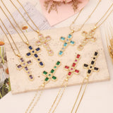 Zircon Cross Pendant Necklace Stainless Steel Short Necklaces