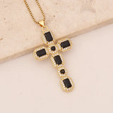Zircon Cross Pendant Necklace Stainless Steel Short Necklaces